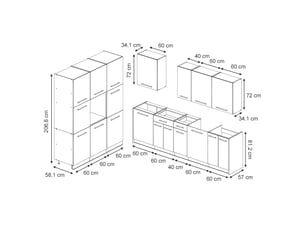 Vicco cuisine, blanc haute brillanceblanc, 460cm sans pt