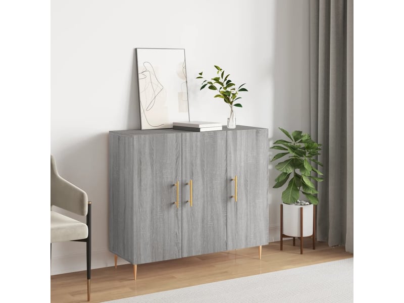  Buffet - bahut - meuble de rangement sonoma gris 90x34x80 cm bois d'ingénierie  - Conforama B