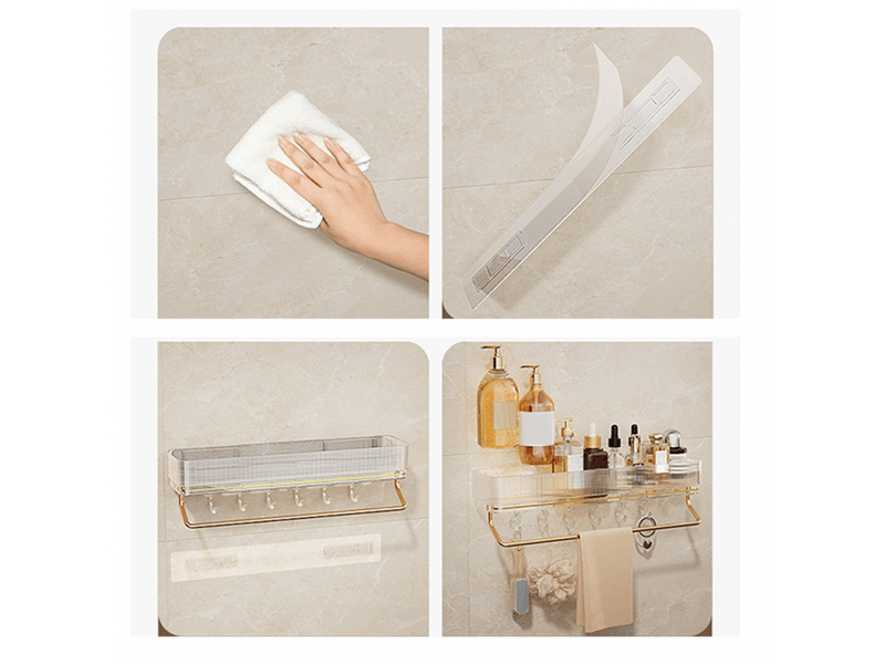  Étagère de rangement murale flottante pour salle de bain, gain de place, style moderne, avec crochet pour porte-serviettes  - Conforama E