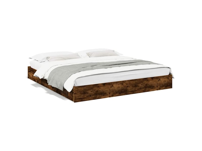  Lit double- lit adulte -  cadre de lit avec tiroirs sans matelas chêne fumé 200x200 cm  - Conforama A
