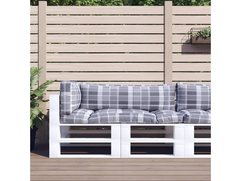  Lot de 3 coussins de palette, coussins de canapé carreaux gris tissu cf59471  - Conforama B