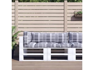 Lot de 3 coussins de palette, coussins de canapé carreaux gris tissu cf59471