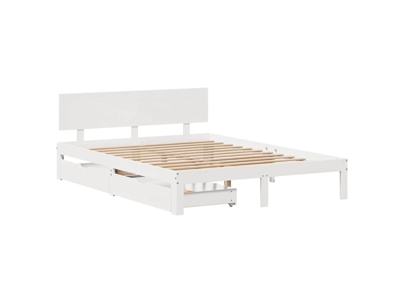  Lit double- lit adulte -  cadre de lit avec tiroirs sans matelas blanc 120x200 cm  - Conforama B