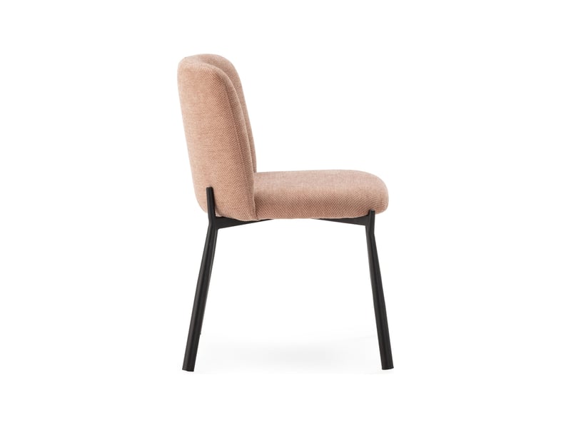  Lot de 2 chaises repas en tissu texturé corail et métal noir - popki  - Conforama E