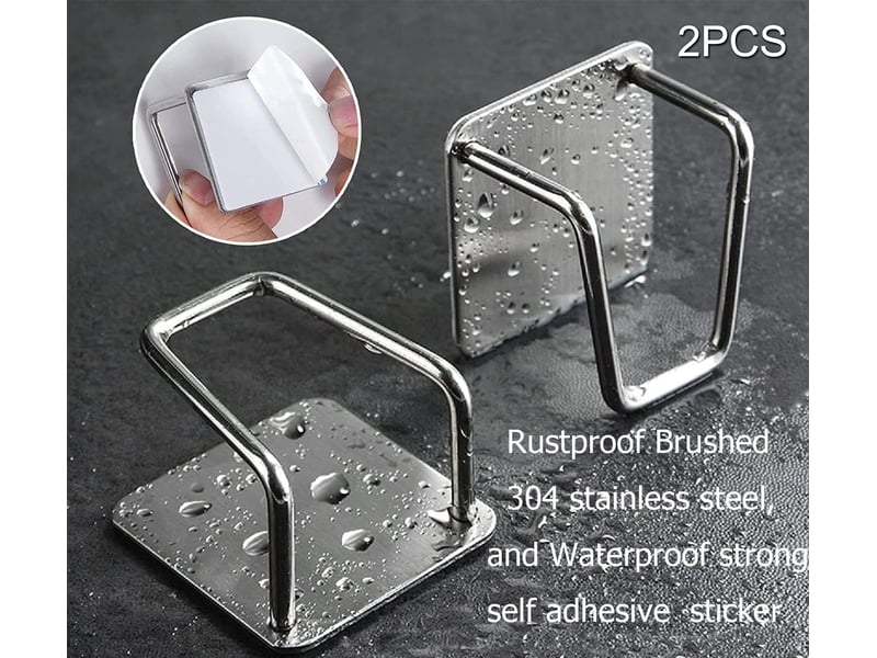  2 pièces porte eponge evier cuisine, 304 inox eponge evier auto adhésif, support pour éponge crochet pour éponge à vaisselle argent éponge, gris  - Conforama C