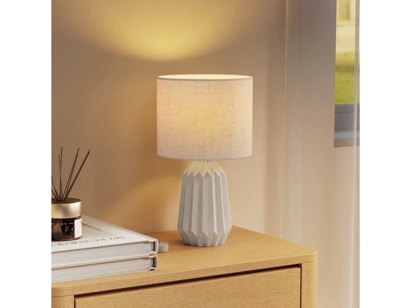  Lampe de table 22x22x39 cm avec interrupteur à bascule beige  - Conforama E