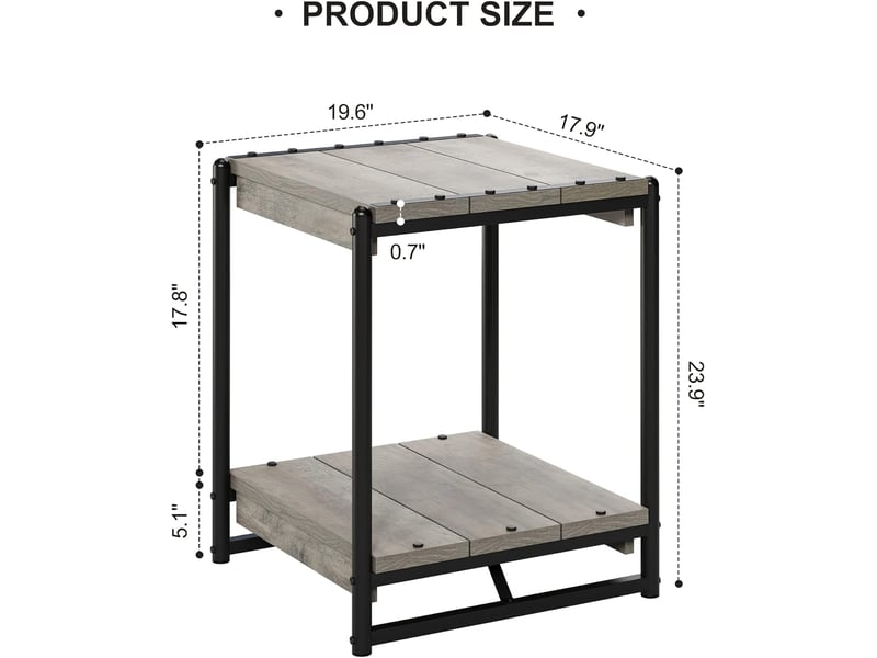  Lot 2 tables d'appoint carrées 2 niveaux, bois métal, style industriel rustique, étagère salon chambre, bout canapé chevet VAM_1EYVYWKP - Conforama D