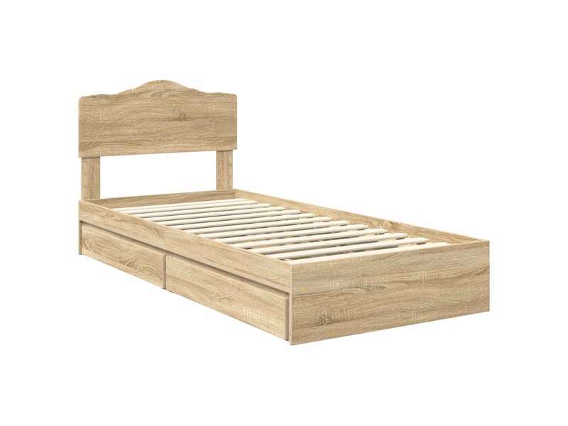 Lit simple- lit adulte -  lit de rangement chêne sonoma 90 x 200 cm bois d'ingénierie  - Conforama C