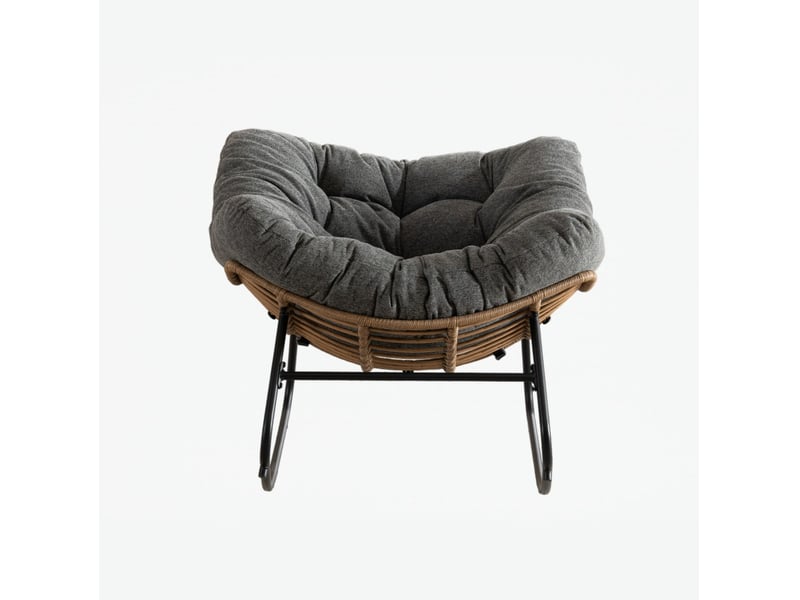  Fauteuil à bascule en chenille - 102x98x77 cm - chaise berçante ergonomique cadre métal détente salon chambre - gris  - Conforama A