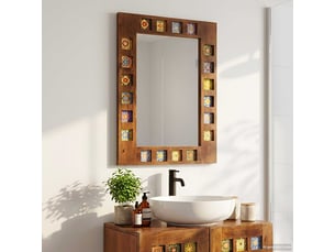 Miroir de salle de bain, miroir de toilette avec stockage noyer 50 x 70 x 2,5 cm cf62532