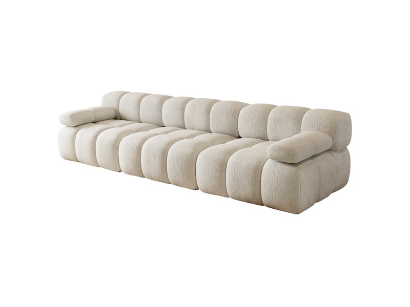  Canapé droit 3 places 300x100x68 cm en tissu chenille blanc  - Conforama E
