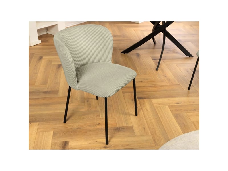  Lot de 2 chaises pavia vert menthe en tissu côtelé – dossier courbe et piètement noir élancé  - Conforama D