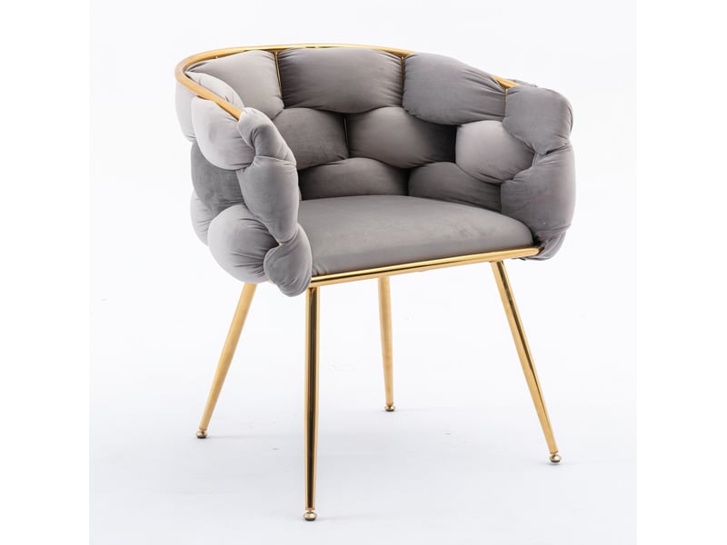  Fauteuil d'appoint moderne avec accoudoirs et assise rembourrée pour coiffeuse ou salon en métal gris 73 × 56 × 75 cm  - Conforama A