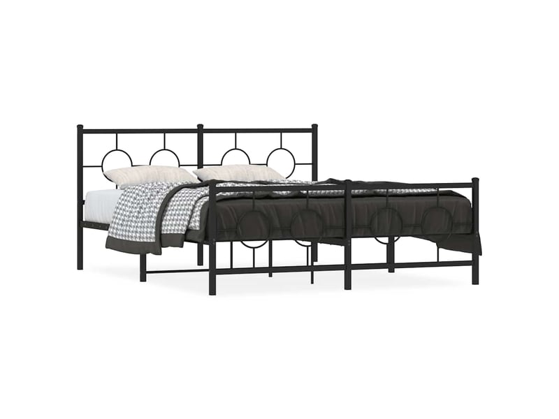 Lit double- lit adulte - cadre de lit métal sans matelas avec pied de lit noir 150x200cm - Conforama A