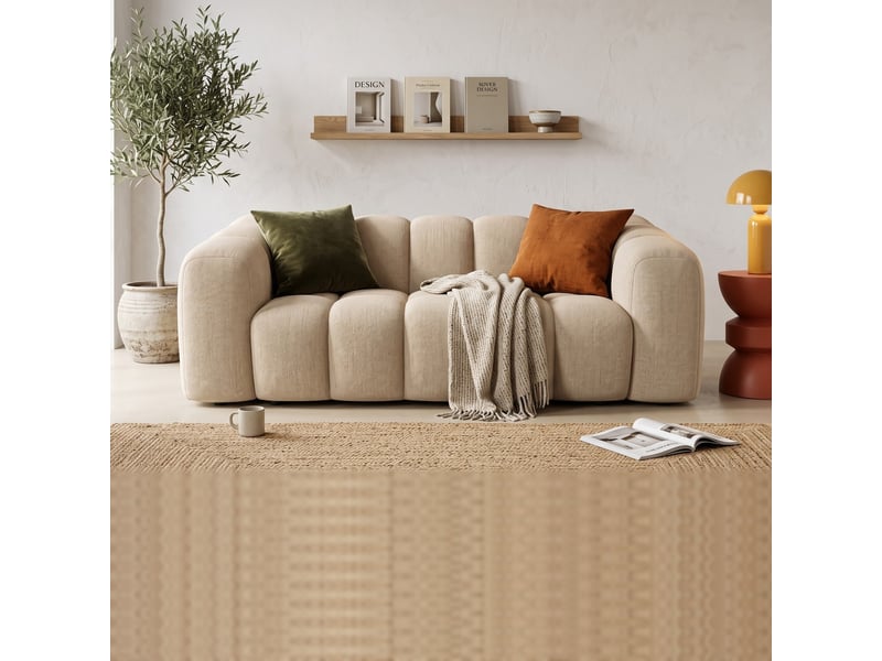 Canapé capitonné convertible 3 places en tissu chenille taupe - ouverture express - belleville Belleville - Conforama B
