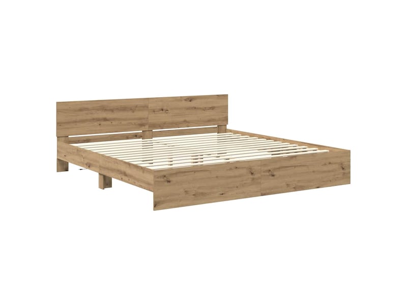  Lit double- lit adulte -  cadre de lit chêne artisanal 200 x 200 cm bois d'ingénierie  - Conforama D