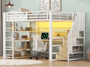 Lit mezzanine 140x200 cm BGSRYAO   coloris blanc