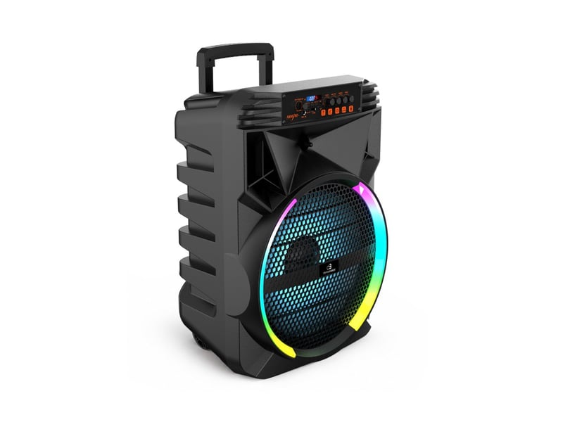 Dynabass - boomled x - enceinte karaoké portable - 2 micros et télécommande - bluetooth - led rgb  - Conforama D