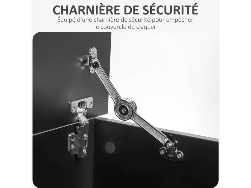  Coffre de rangement coffre à jouets grande capacité de rangement charnière verrouillée  en bois noir 100 x 40 x 40 cm  - Conforama E