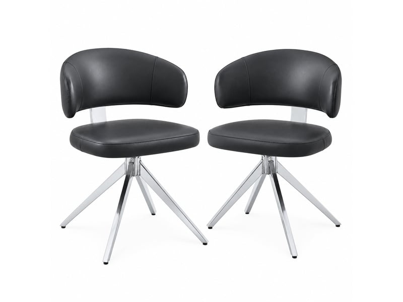  Chaise de bureau pivotante 360° avec dossier rembourré  - pieds métalliques antidérapants, pu noir  - Conforama A