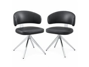 Chaise de bureau pivotante 360° avec dossier rembourré  - pieds métalliques antidérapants, pu noir