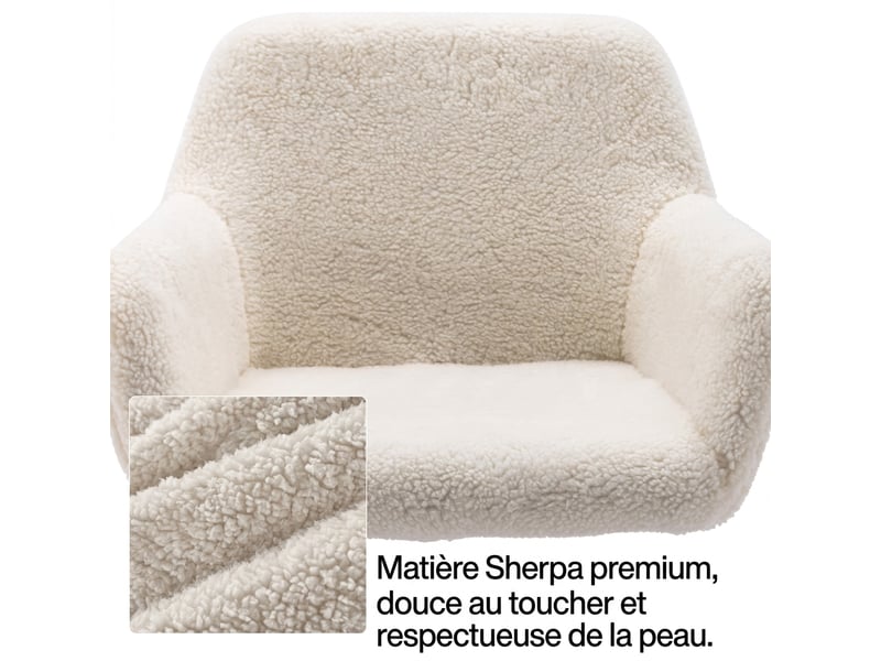  Chaise de bureau en fausse fourrure réglable en hauteur et pivotante avec pieds dorés pour chambre 53x53x55cm  - Conforama E