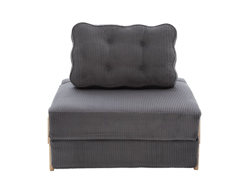  Fauteuil convertible lit simple 90x86x84 cm velours côtelé gris foncé design scandinave moderne  - Conforama A