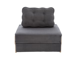 Fauteuil convertible lit simple 90x86x84 cm velours côtelé gris foncé design scandinave moderne