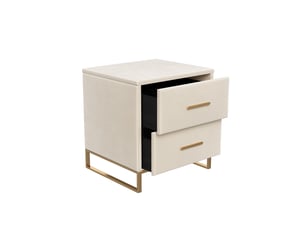 Lot de 2 tables de chevet 40x40x50 cm, 2 tiroirs, bout de canapé en tissu rembourré, velours, design moderne et luxe, beige