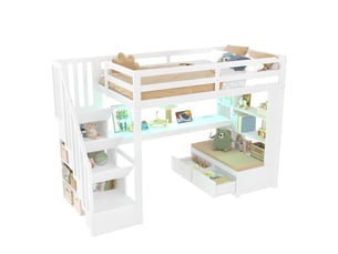 Lit mezzanine 90x200 cm OKWISH   coloris blanc