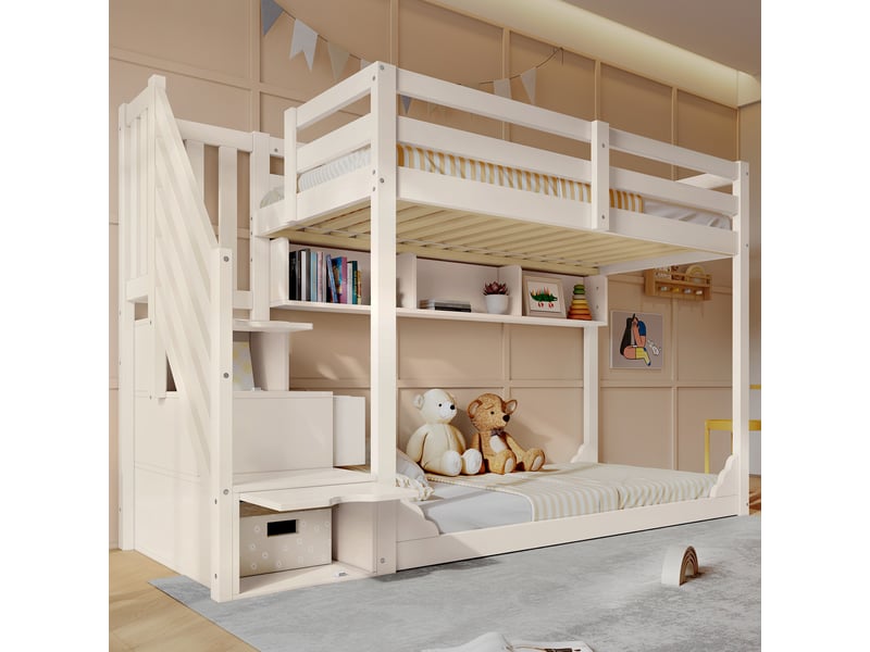  Lit superposé en bois blanc 90x200 cm  - Conforama D