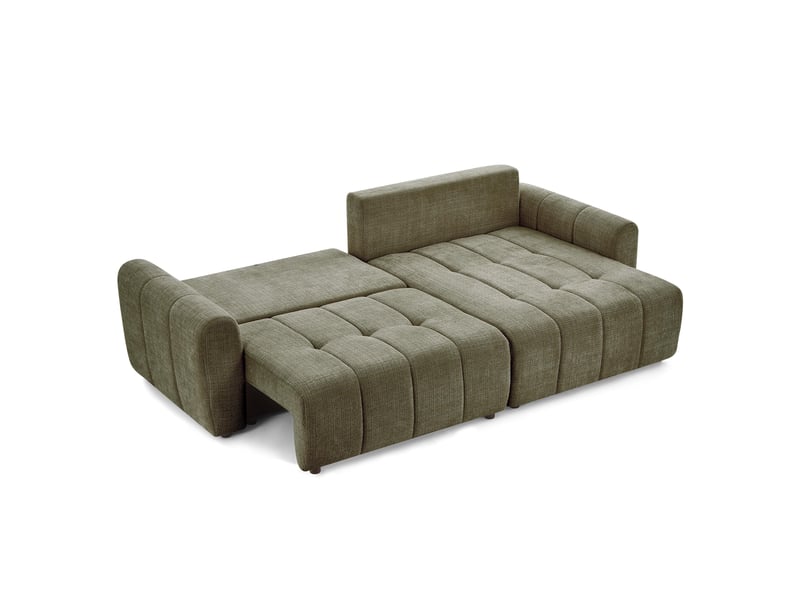  Canapé d'angle convertible et réversible jonea 4 places tissu texturé vert  - Conforama C