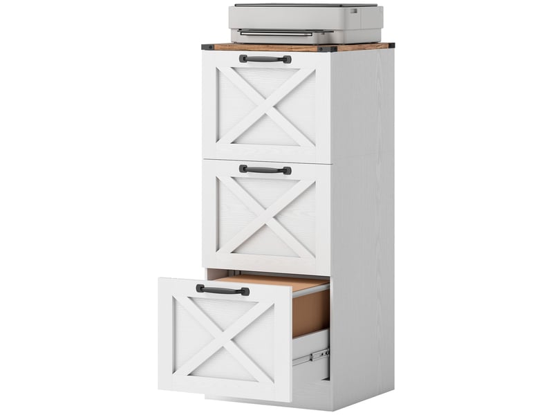  Caisson de bureau 3 tiroirs pour dossiers suspendus blanc 40 x 40 x 101 cm  - Conforama B