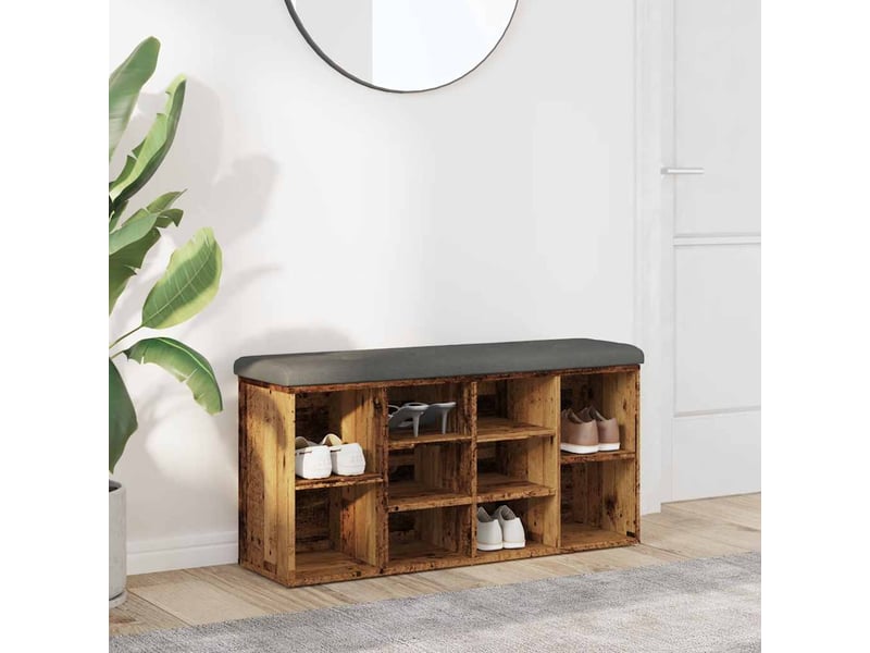  Banc à chaussures, banc de rangement vieux bois 102x32x50 cm bois d'ingénierie shl50264  - Conforama B