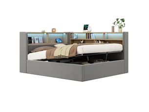 Lit coffre 140x190/200cm <strong></strong> <strong></strong> coloris gris