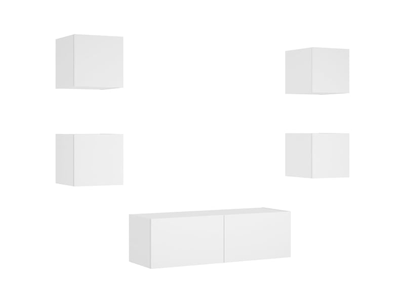  Meuble tv - banc tv - meuble de rangement muraux 5 pcs avec lumières led blanc  - Conforama C
