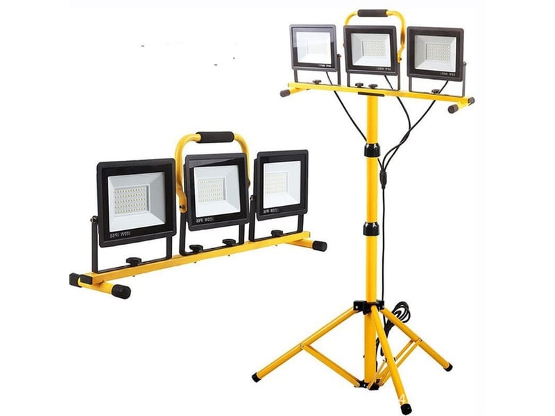  Projecteur led sur trépieds,3 x 70w avec trépied télescopique en réglable, étanche ip66  - Conforama A
