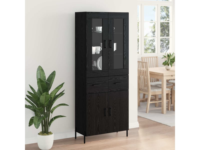  Buffet - haut armoire chêne noir 69,5 x 34 x 180 cm bois d'ingénierie  - Conforama D