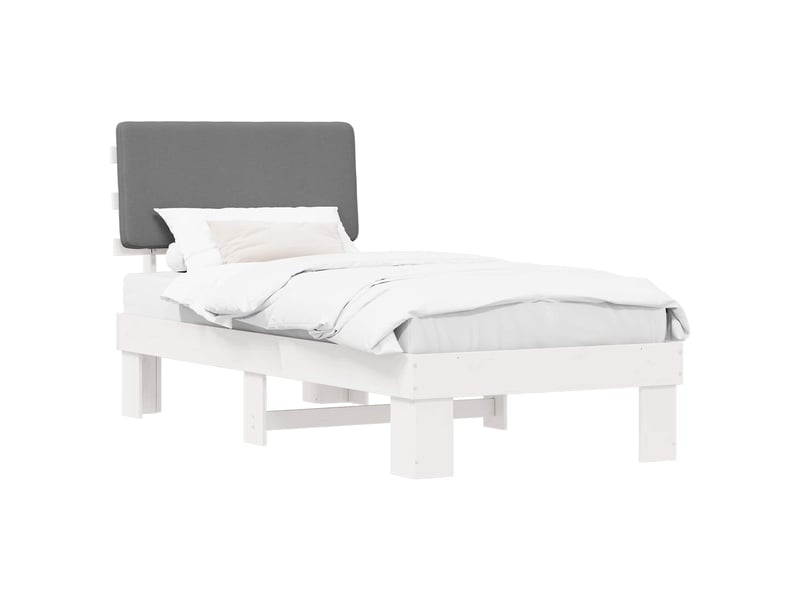 Lit simple- lit adulte - cadre de lit avec tête de lit rembourrée gris clair 80 x 200 cm - Conforama A