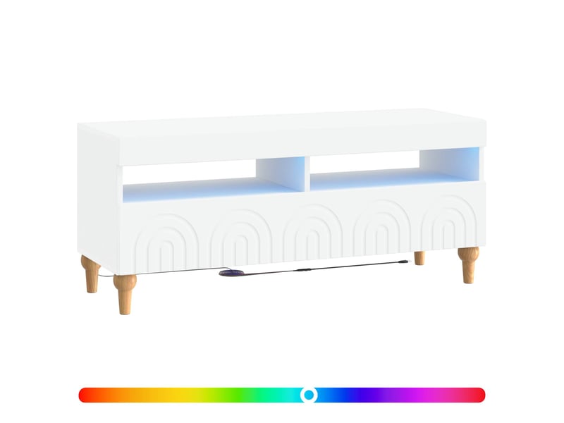  Meuble tv - banc tv - meuble de rangement led blanc bois d'ingénierie  - Conforama C