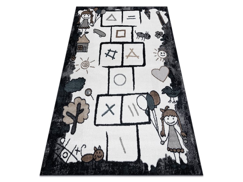  Tapis fun hop pour enfants, la marelle, animaux noir 80x150 cm  - Conforama A
