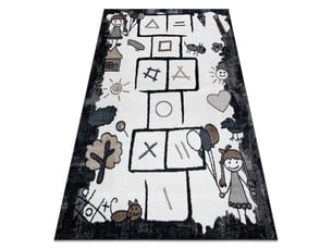 Tapis fun hop pour enfants, la marelle, animaux noir 80x150 cm