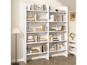 Bibliothèque de rangement - 135x25x160cm - à 5 niveaux, étagère rangement ouverte moderne - blanc