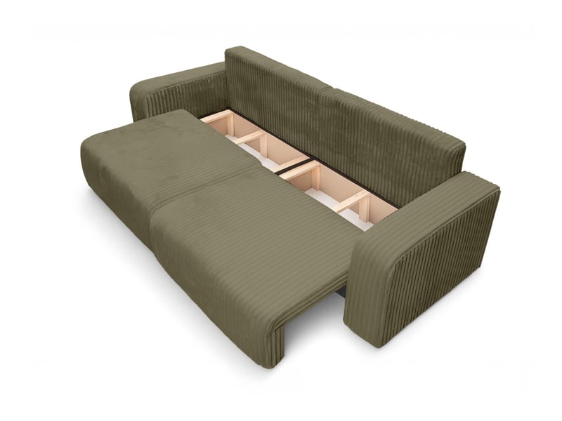  Canapé droit 3 places alya convertible en velours côtelé épais - vert kaki ALYA - Conforama C