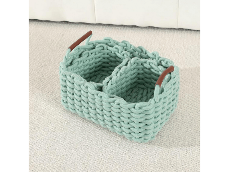  Panier de rangement en corde de coton organisateurs de paniers de rangement rectangulaires naturels décoratifs pour chambre de bébé, salon  - Conforama B