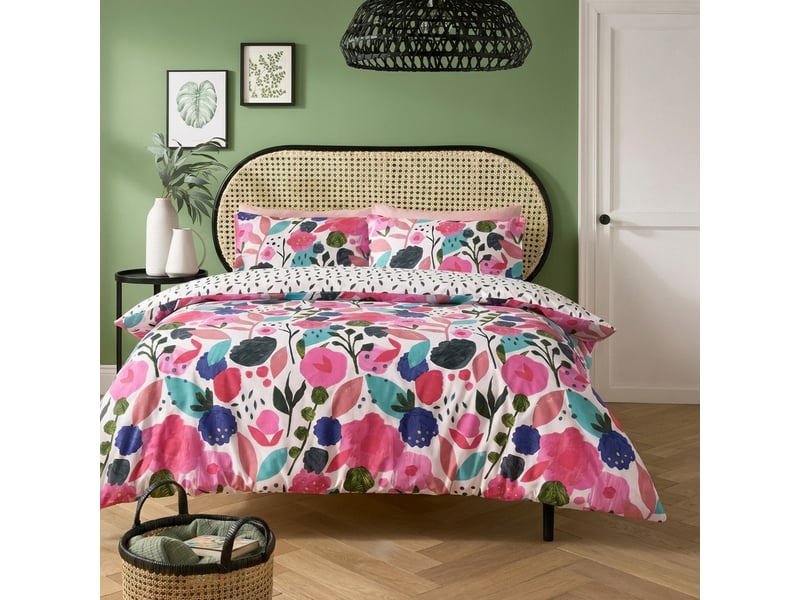  Parure de lit 220x240 cm percale de coton floral collage - kate merritt PD25538 - Conforama C