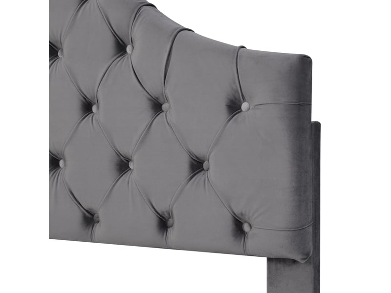  Lit simple 90x200 cm avec sommier et tête réglable, velours, gris, sans matelas  - Conforama E
