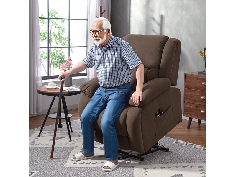  Fauteuil releveur électrique massant chauffant marron 93x104x100 cm  - Conforama B