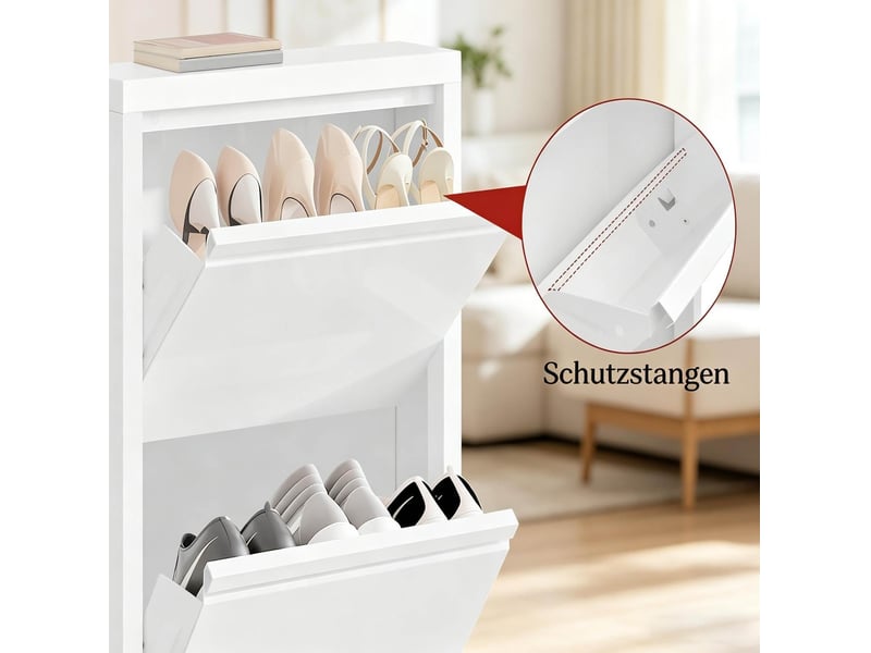 Lot de 2 meubles à chaussures,50x15x106 cm,3 abattants,métal,blanc - Conforama D
