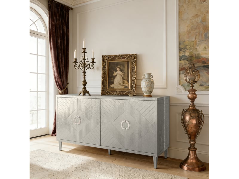  Buffet bas 4 portes en mdf – champagne – 152 x 40 x 82,5 cm  - Conforama B
